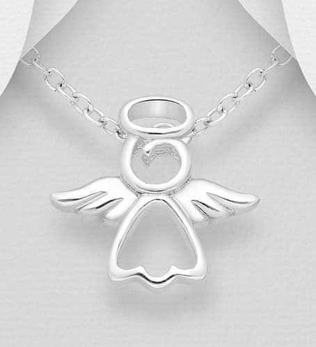 925 Sterling Silver Angel Pendant & Chain